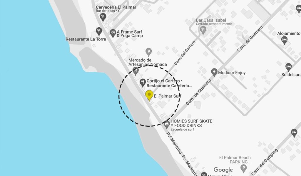 Mapa de ubicación de El Palmar Surf, Vejer de la Frontera